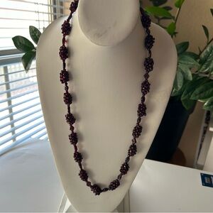Vintage Bohemian Garnet Cluster Bead Necklace 26 Inches No Clasp